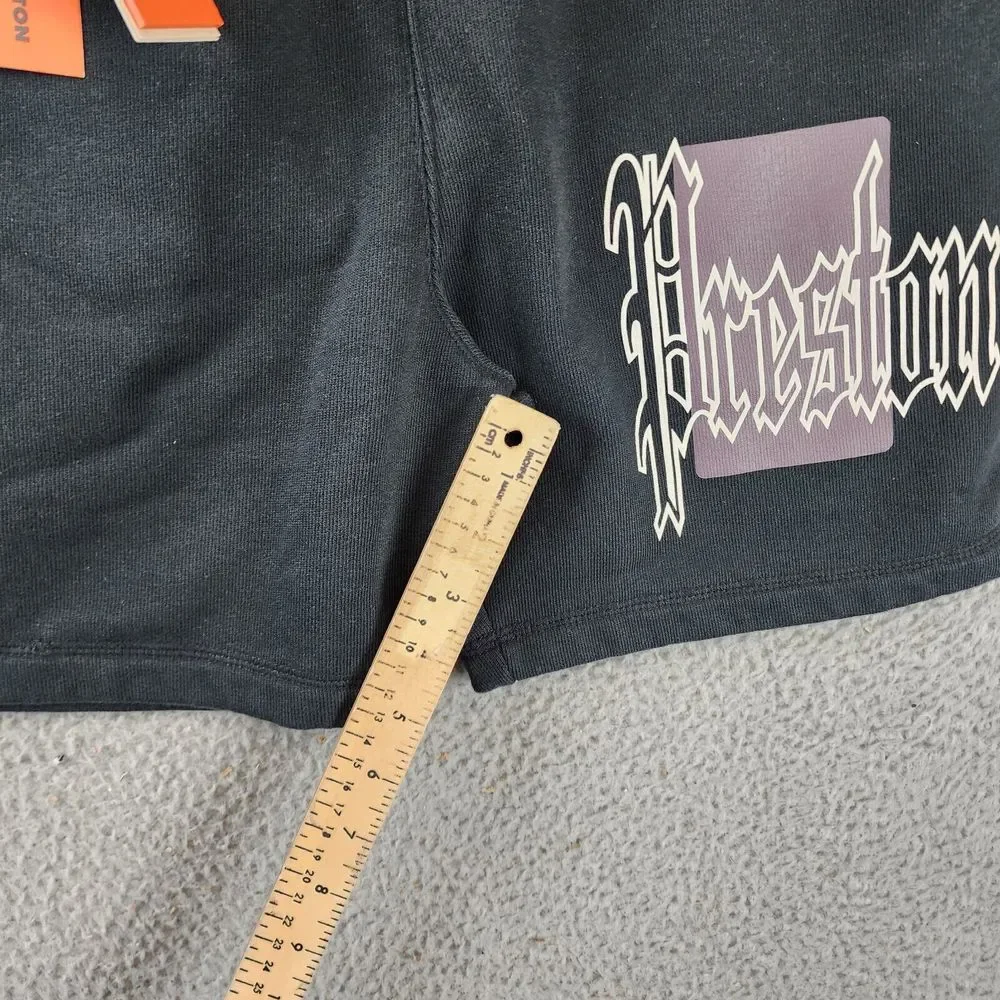 Heron Preston Color Blocks Logo Print Sweat Shorts Men's S Black Gray Pockets~ - Picture 7 of 14